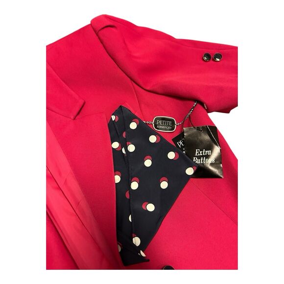 Vintage Petite Sophisticate Women’s Blazer Size 6 Polka Dot Scarf, Fuchsia, NWT - Picture 5 of 8
